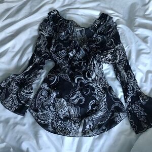 Vintage Y2K 2000s Fairy Fairycore Whimsygoth Ruffle M Witchy Top Shirt Blouse